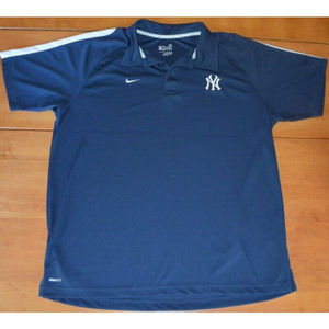 Nike Team Fit Dry NEW YORK YANKEES Blue Polo Golf MLB Shirt Men's Size XL NICE